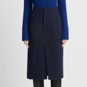 Vince Brushed Wool Pencil Skirt With Pockets